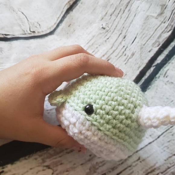 Light Green Crochet Narwhal Amigurumi - Picture 3 of 12